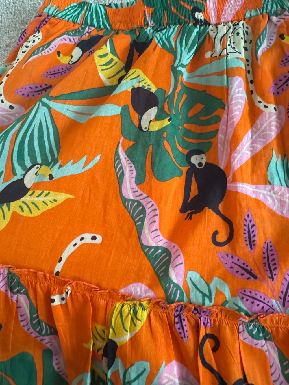 New Bright Orange Tropical Print Women's Skirt - Picture 2 of 6